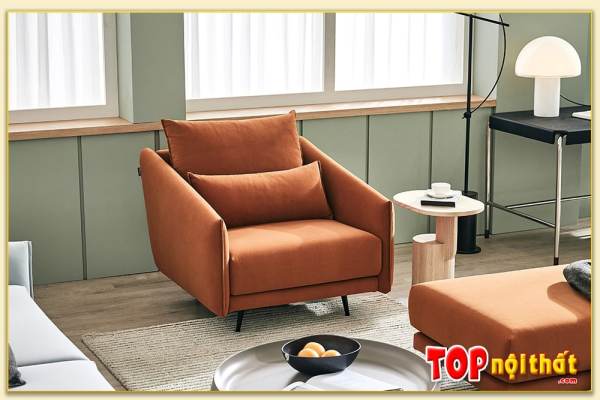 Hình ảnh Ghế sofa đơn bọc nỉ màu cam hiện đại SofTop-0951