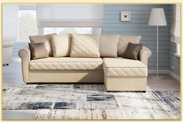 Hình ảnh Ghế sofa góc nỉ tân cổ điển màu kem Softop-1162