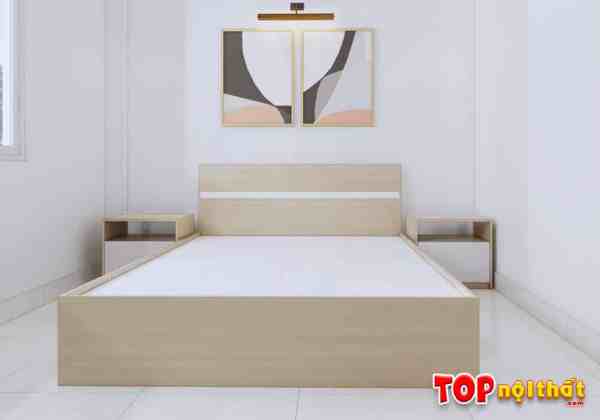 Hình ảnh Giường ngủ đẹp gỗ MDF đầu có 1 đường chỉ thẳng GNTop-0076