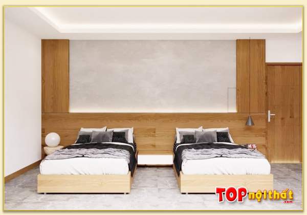 Hình ảnh Giường ngủ đôi cho khách sạn gỗ công nghiệp đẹp GNTop-0127