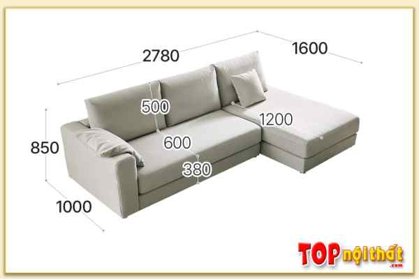 Hình ảnh Kích thước bộ ghế sofa góc chữ L bọc nỉ SofTop-0944