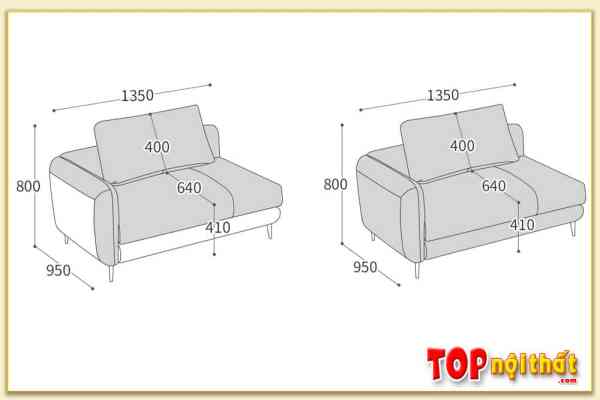 Hình ảnh Kích thước chi tiết ghế sofa đơn 1 chỗ ngồi SofTop-0843