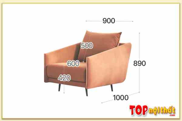 Hình ảnh Kích thước chi tiết ghế sofa đơn bọc nỉ SofTop-0951