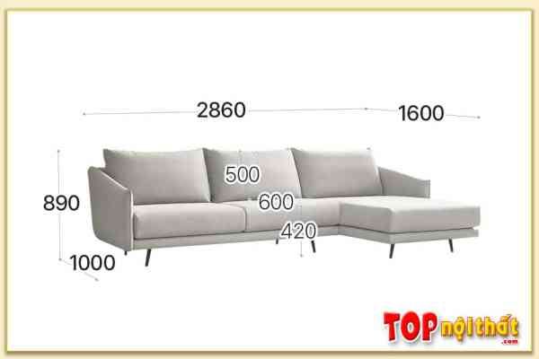 Hình ảnh Kích thước chi tiết ghế sofa góc L bọc nỉ SofTop-0937
