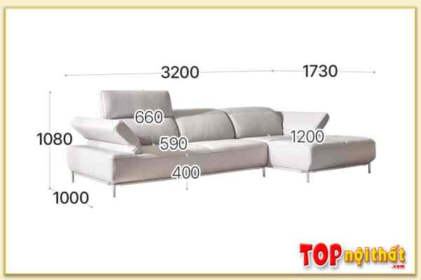 Hình ảnh Kích thước cơ bản mẫu ghế sofa văng đẹp SofTop-0626