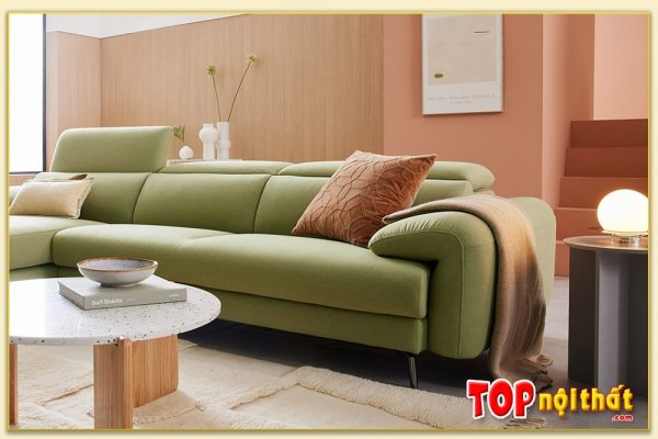 Hình ảnh Phần tay ghế sofa góc nỉ đẹp màu xanh Softop-1033