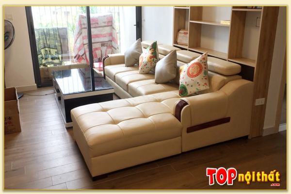 Hình ảnh Sofa góc da hình chữ L kê phòng khách nhà chung cư SofTop-0130