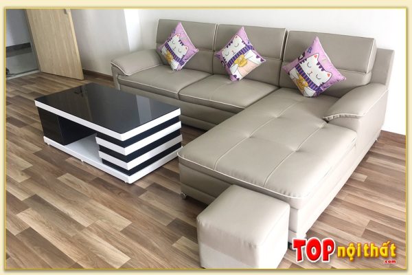 Sofa phòng khách chung cư chất liệu da dạng chữ L SofTop-0152