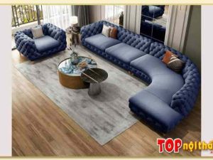 Sofa da góc tròn phòng khách hiện đại SofTop-0718