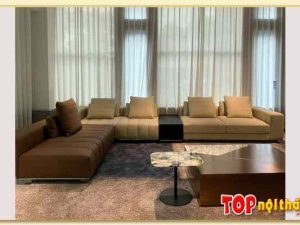 Sofa da góc phòng khách rộng chữ L SofTop-0737