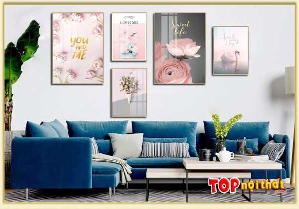 Tranh Canvas hoa hồng lãng mạn ở trên sofa nỉ chữ L TraTop-3513