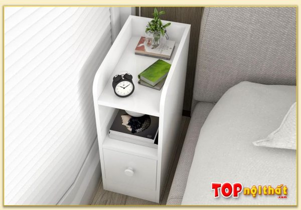 Hình ảnh Tủ cao đặt đầu giường nhỏ gọn màu trắng TDGTop-0004
