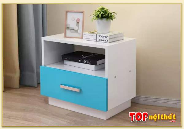 Hình ảnh Tủ đầu giường nhỏ gọn 1 ngăn kéo đẹp màu xanh TDGTop-0029