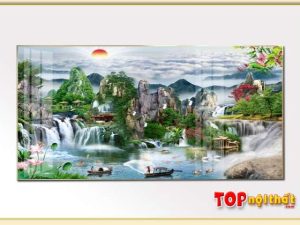 Hình ảnh Bức tranh thác nước phong thuỷ Trung Quốc đẹp TraTop-3018