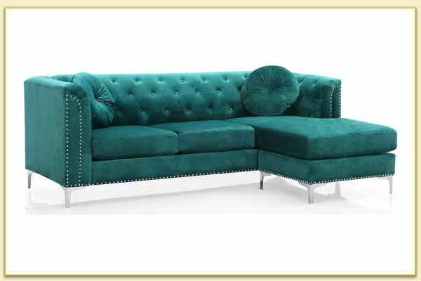 Hình ảnh Ghế sofa góc L tân cổ điển màu xanh Softop-1416