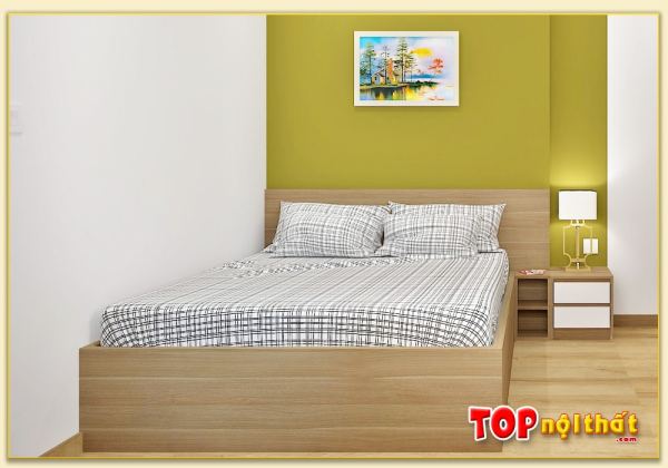Hình ảnh Giường ngủ đơn giản liền tủ đầu giường gỗ công nghiệp GNTop-0125
