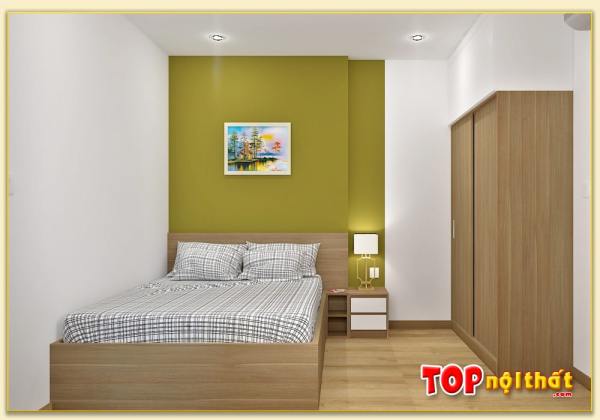 Hình ảnh Giường ngủ đơn giản liền tủ đầu giường thông minh GNTop-0125
