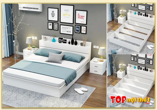 Hình ảnh Giường ngủ gỗ công nghiệp màu trắng hiện đại GNTop-0051