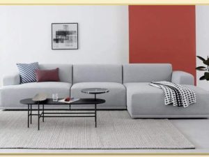 Hình ảnh Kê sofa góc nỉ chữ L trong phòng khách đẹp Softop-1458