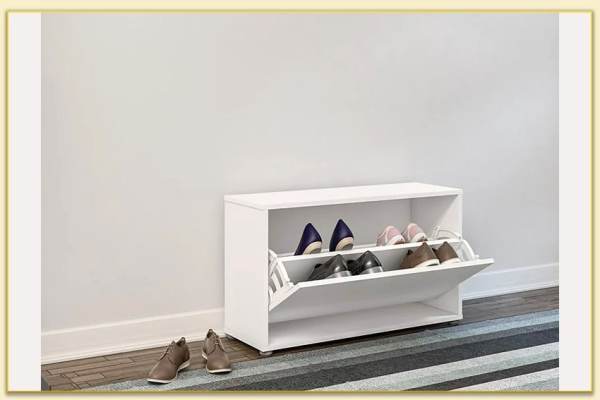 Hình ảnh mẫu tủ giày mini cánh lật màu trắng TGDTop-2504