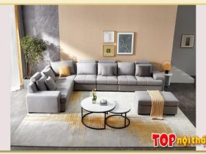 Hình ảnh Sofa nỉ góc phòng khách rộng đơn giản đẹp SofTop-0618
