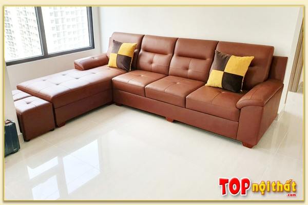 Hình ảnh Sofa phòng khách chung cư chất liệu da kiểu góc L SofTop-0523