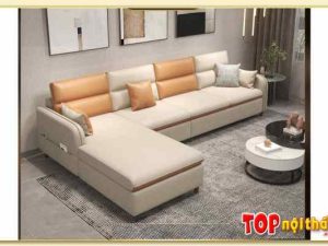 Sofa da góc chữ L phòng khách rộng SofTop-0617