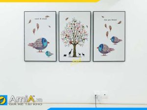Tranh canvas phòng trẻ em chim rừng TraTop-1412
