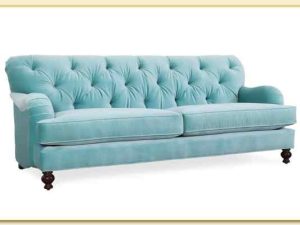 Hình ảnh Ghế sofa văng nỉ màu xanh tân cổ điển sang trọng Softop-1438