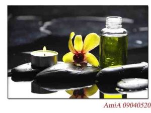 Tranh Spa thư gian tinh dầu, nến và hoa lan AmiA 0904052024