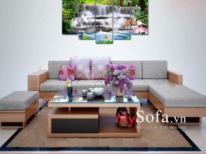 Bộ bàn ghế sofa gỗ tự nhiên với đệm mút êm ái
