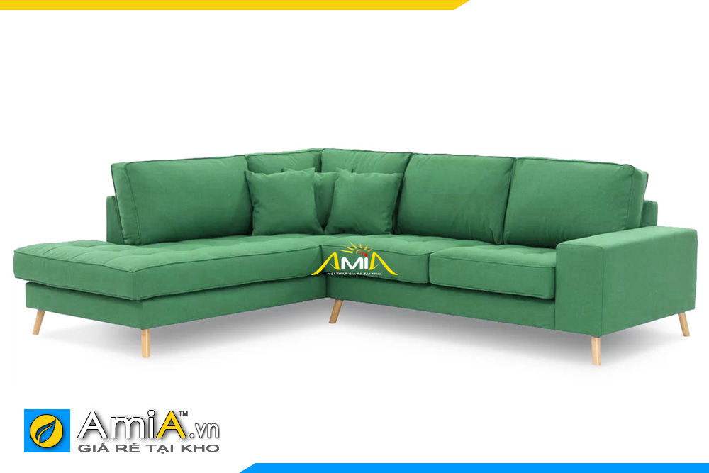 Hình ảnh mẫu ghế sofa góc AmiA 20139 bọc chất liệu nỉ màu xanh lá cây trẻ trung