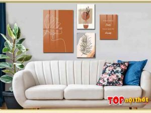 Tranh canvas hiện đại 4 tấm đẹp trên ghế sofa văng TraTop-3505