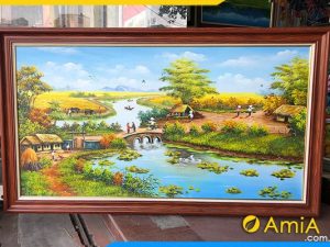 tranh sơn dầu vẽ phong cảnh thôn quê việt Nam đẹp