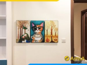 Tranh canvas phòng trẻ em chú mèo đeo kính TraTop-1411